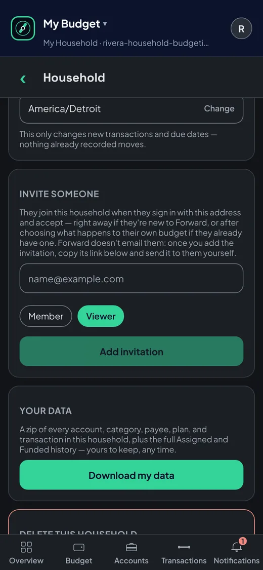 Inviting a partner into the household